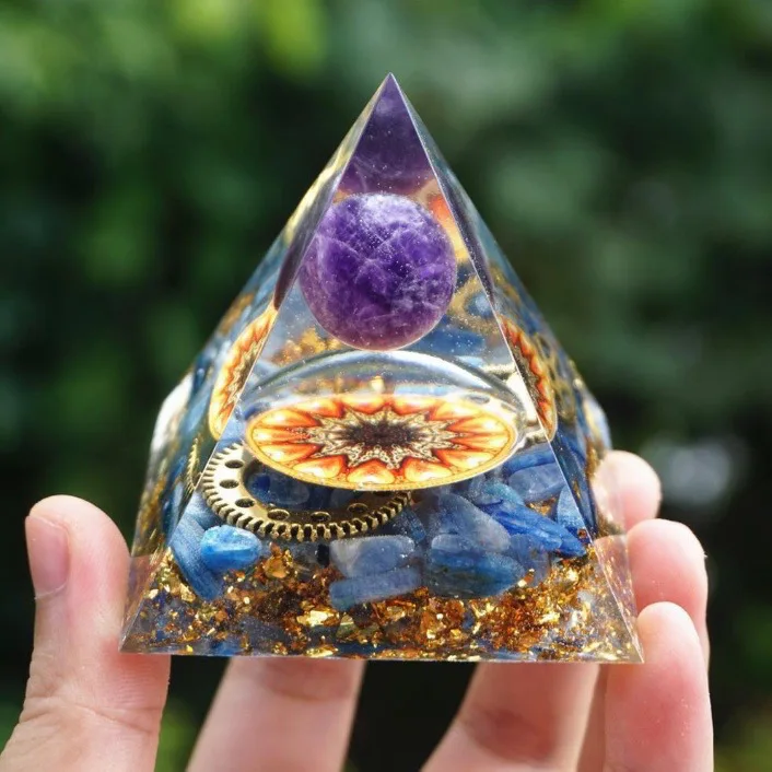 6CM Orgone Pyramid Money Healing Crystals Pyramid for Positive Energy Luck Crystal That Promotes Wealth Prosperity and Success