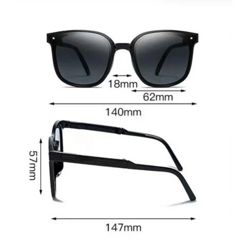 Unisex Trendy UV Protection Brown Lens Sunglasses for Men Ins Fashion Black Square Frame Eyeglasses Women Eyewear Shades for image 6