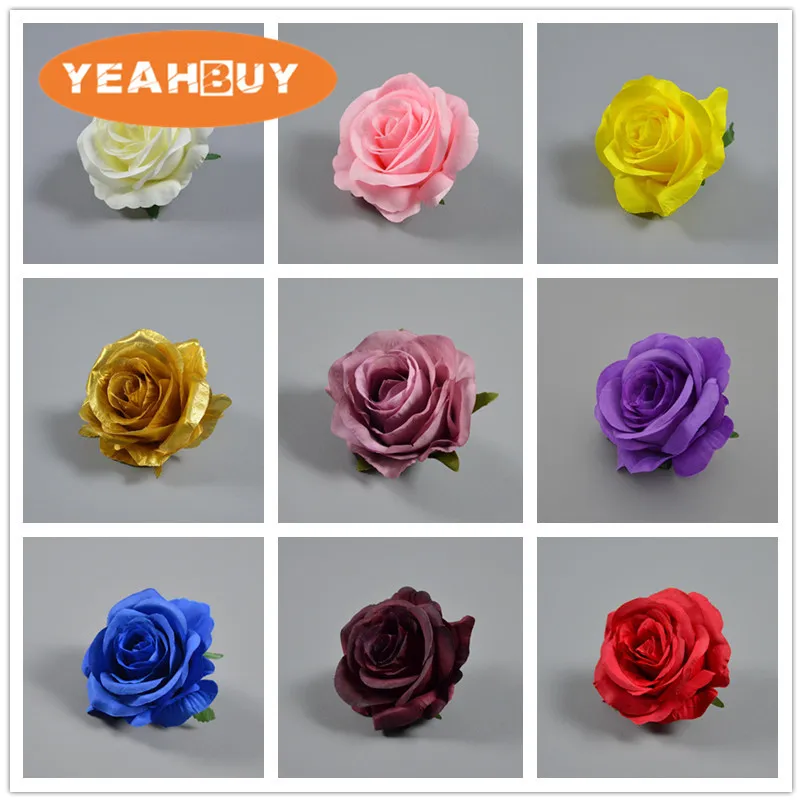 5Pcs 25Colors 8CM Artificial Silk Fabric Rose Flower Heads For Wedding Wall Arch Party Home Decoration DIY Hat Accessories