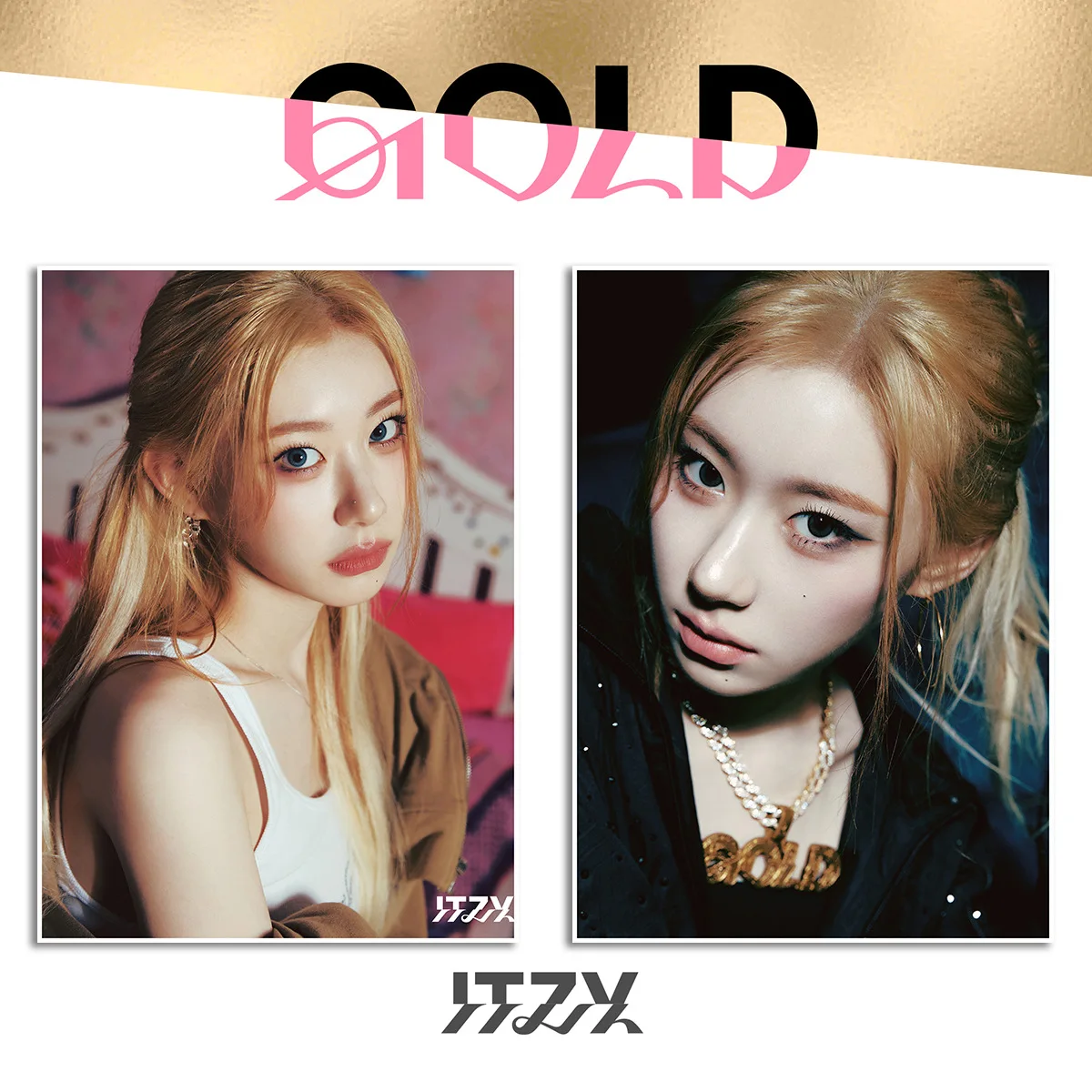 Kpop ITZY Album GOLD Poster HD Portrait Photo Character Printing Self-adhesive Wall Poster CHAERYEONG YUNA RYUJIN Fans Gift