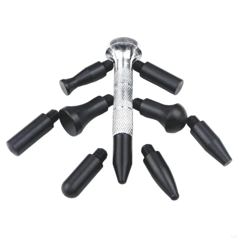 

Professional Tap Down Pen with Interchangeable Head Tip Car Sheet Metal Dent Repair Leveling Pen Pit Knocking Pen