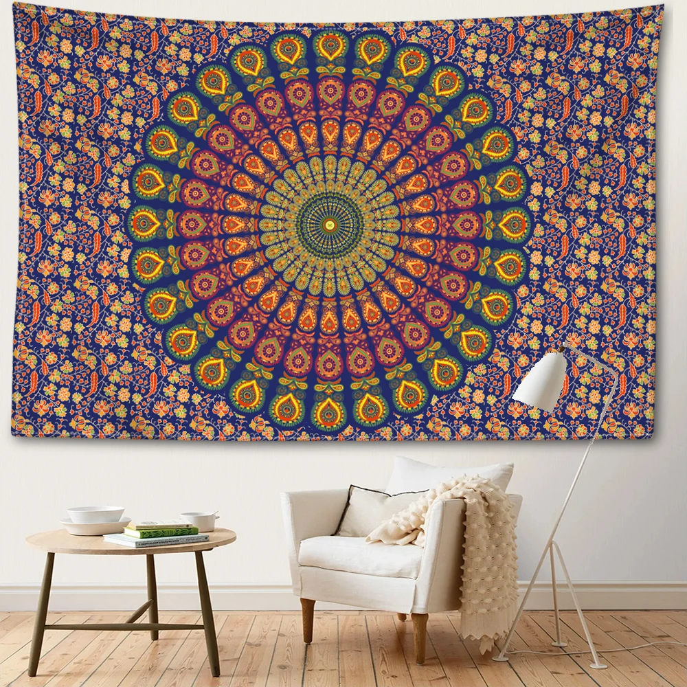 Abstract Yellow Core Mandala Tapestry Wall Hanging Minimalist Art Bohemian Mysterious Witchcraft Living Room Home Decor