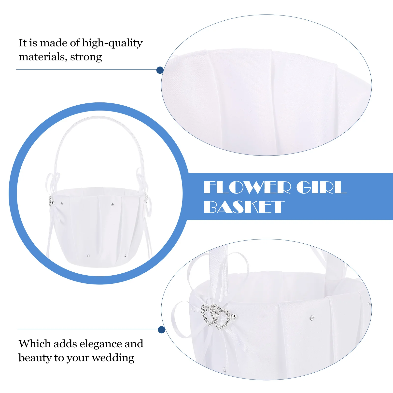

Flower Girl White Flowers Wedding Party Basket Wedding Supplies Bride Gift Elegant Bow Religious Events Storage Decor
