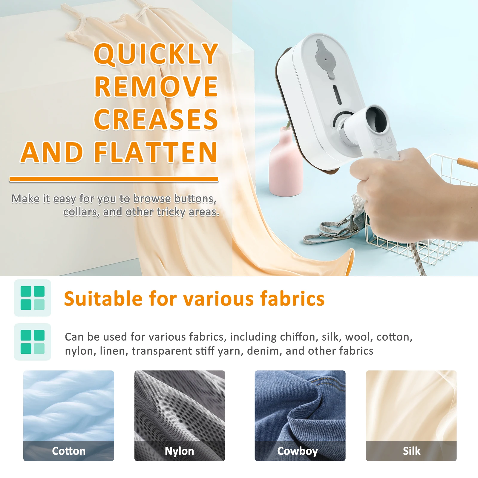 Travel Steamer Iron 8 Modes Mini Ironing Machine 1200W Handheld Clothes Steamer 10s Fast Heating Mini Steam Iron with 110ml