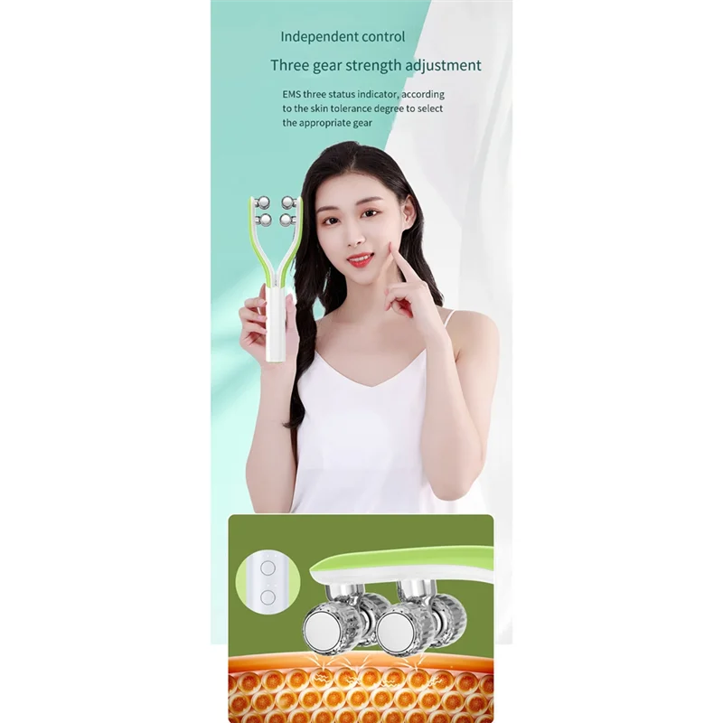 TAIGH-EMS Microcurrent Roller Face-Slimming Artifact V-Face Beauty Facial Massager For Firming And Lifting The Face