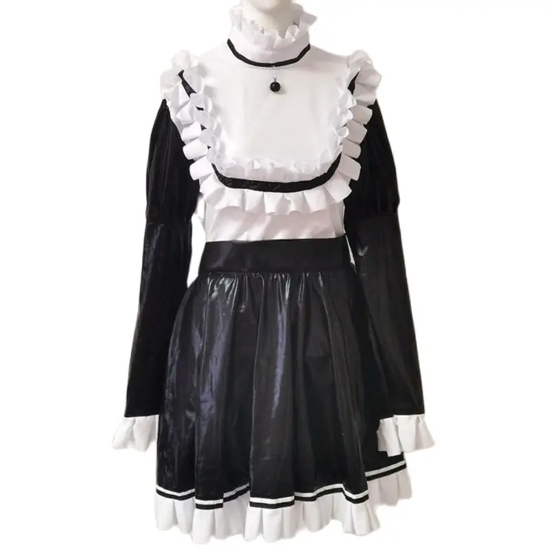 

Adult Giant Baby Sexy Girl Black Beautiful Kawaii Belt Bow Sissy Pu Dress Lockable Uniform Cosplay Girl Customization