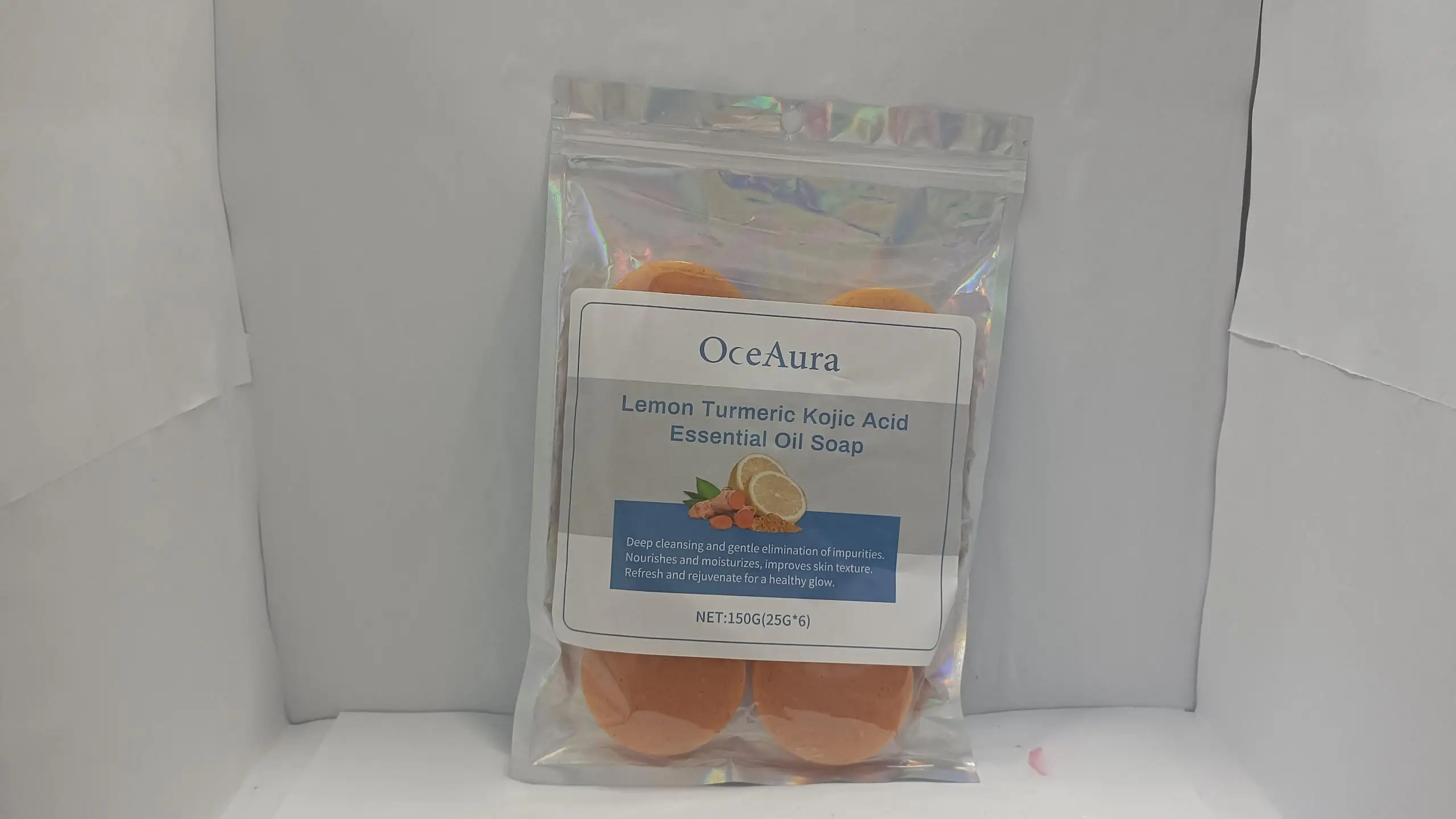 レモンターメリックコウジ酸石鹸 150g - 輝く肌のためのブライトニングバー、ダークスポットトリートメント、ディープクレンジング、保湿、ビーガン