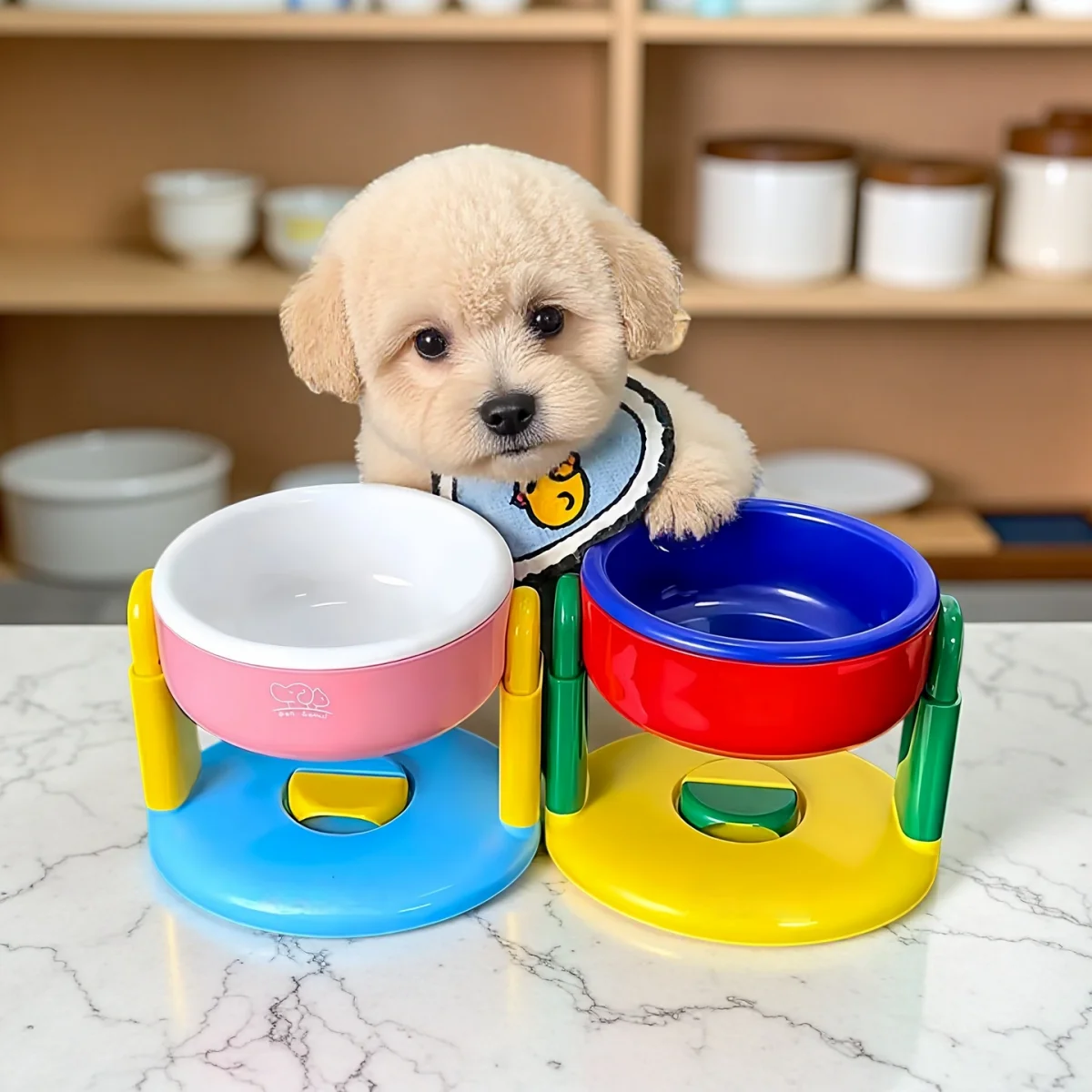 Large Size Pet Feeding Bowl for Cats And Dogs with Adjustable Height Detachable Stand for Dogs And Cats