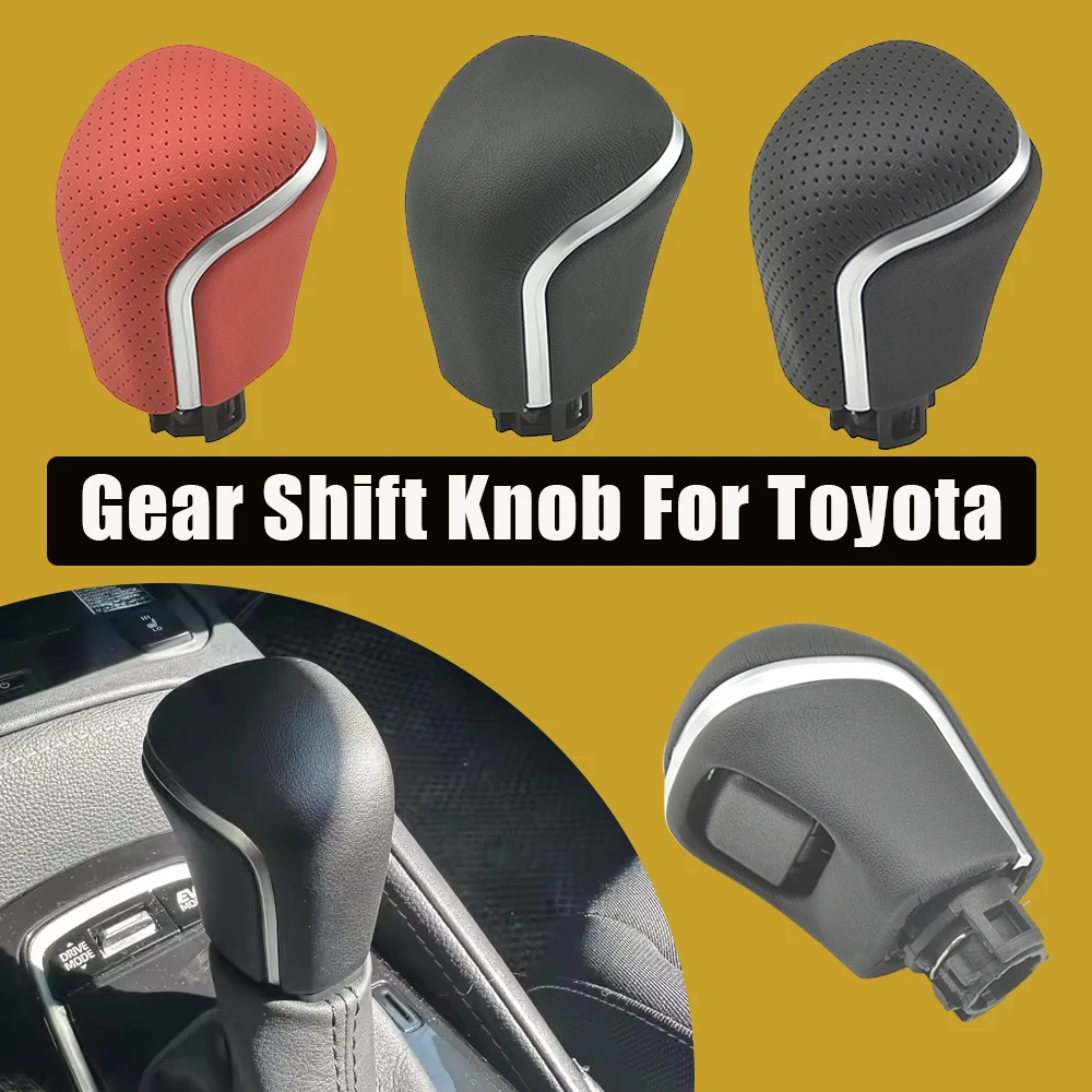 

Red Black Leather Automatic Gear Shift Knob Head fit for Toyota Avalon 2019-2022 Shifter Lever Change Car Accessory