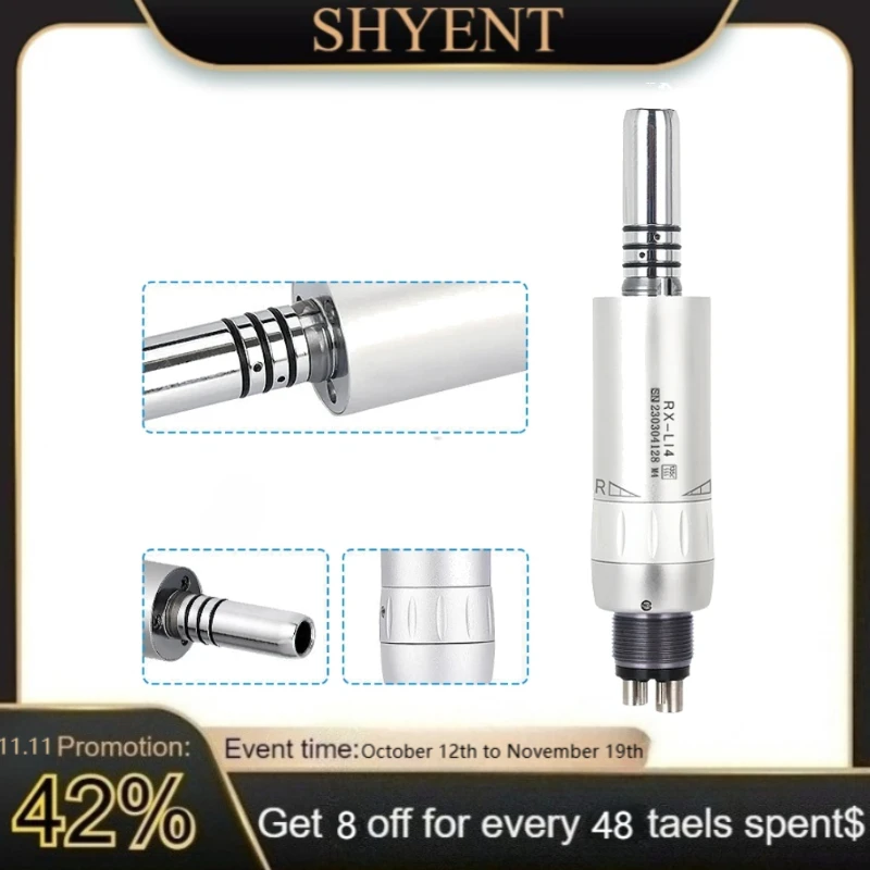 

1 шт., стоматологический 4 отверстия, низкоскоростной внутренний водяной путь, пневматический двигатель для углового прямого наконечника, медленное охлаждение, противоскользящий