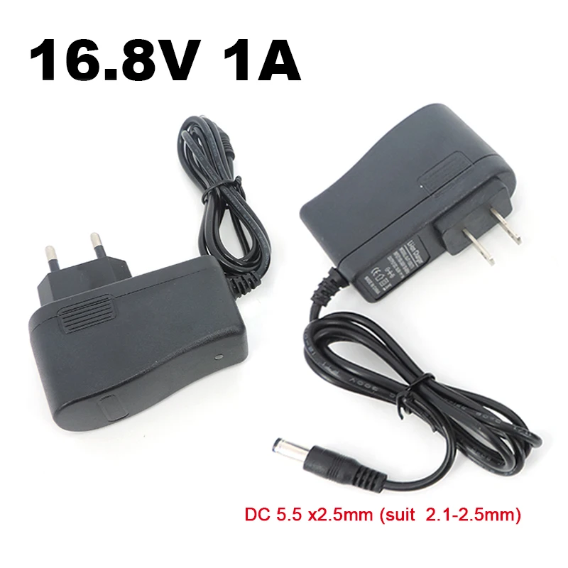 16.8V 1A Lithium li-ion Battery Charger for Screwdriver 14.4V 4Series 18650 Lithium Battery Wall Charger DC 5.5MM*2.5MM v