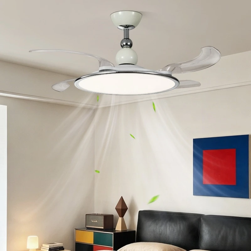 Restaurant Ceiling Fan Lights Simple Modern Personalized Water Droplet Minimalist Invisible Electric Fan Lamps Bedroom Fixtures