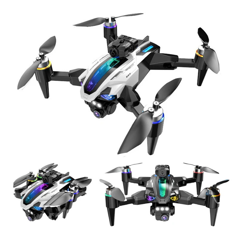 Drone aéreo sem escova com motor 4KHD, quadricóptero LED de fluxo colorido, brinquedo de avião dobrável com controle remoto para evitar obstáculos, XT160