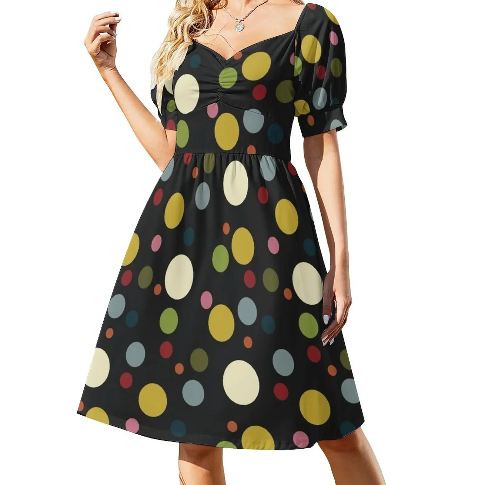 

French Polka dots Short-Sleeved Dress dress party night sensual sexy dress for women