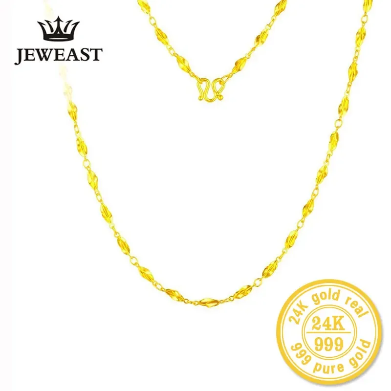 XXX ZZZ JEWEAST 24k Pure Gold Necklaces Long Chain Wedding Fine Jewelry For Women Exquisite Romantic Lady Gift Upscale Hot Sell