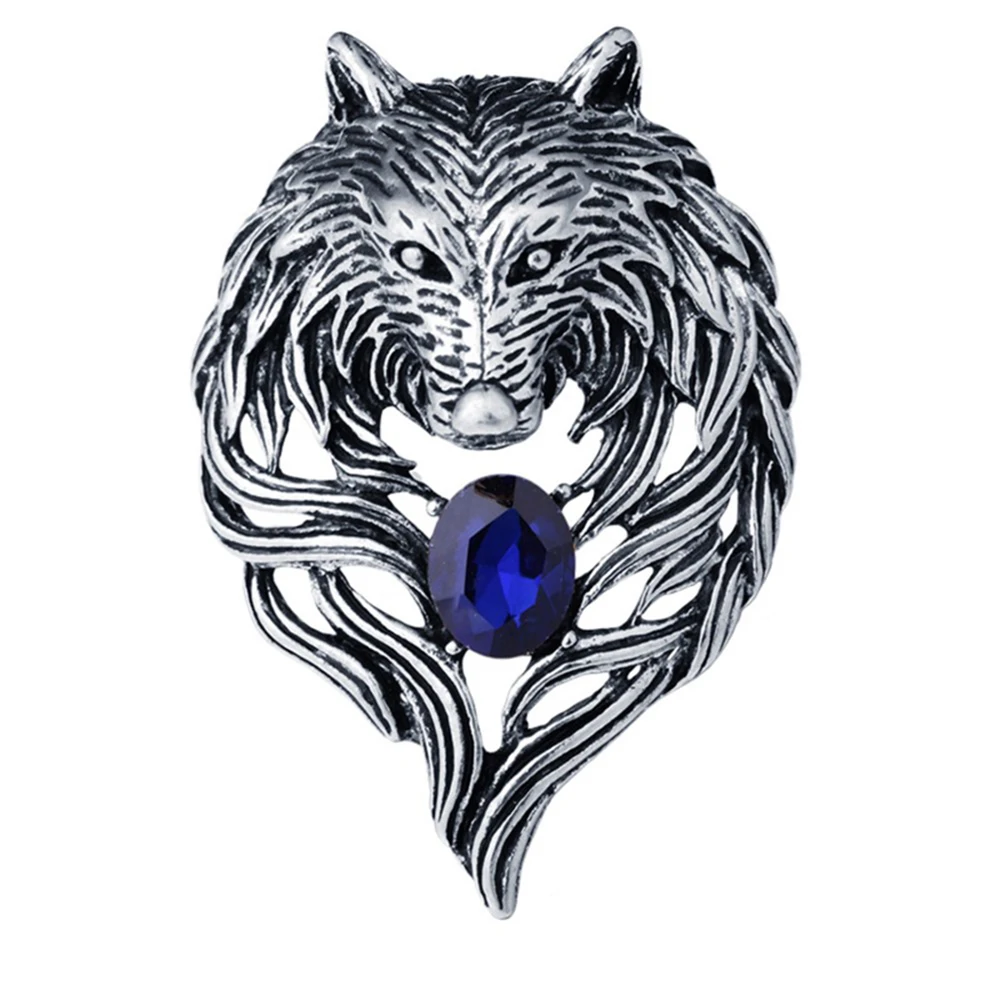 New Vintage Animal Wolf Brooche strass collare spille distintivo spille Fashion Suit Shirt abbigliamento gioielli per uomo accessori