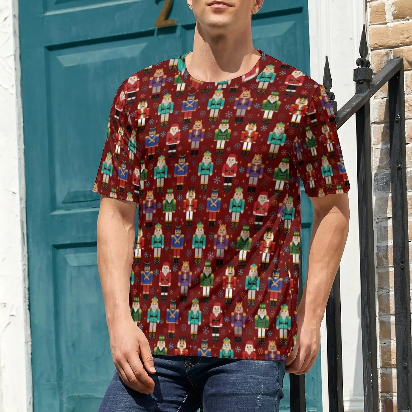 Christmas Nutcracker T-Shirt For Man Toy Soldier Print Design O Neck T-Shirts Summer Trendy Clothes Short Sleeves Oversized Tees