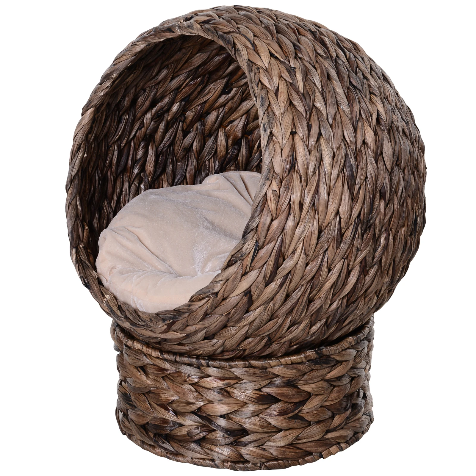 

Handwoven Elevated Cat Bed with Soft Cushion Cat Egg Chair Shape, Basket Bed Kitty House with Stand, Raised Wicker Bed