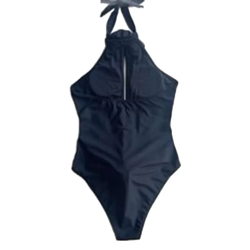 Traje de baño de una pieza para mujer, color sólido sexy, sentido de alta gama, traje de baño hueco de una pieza, ajustado y delgado, traje de baño para mujer