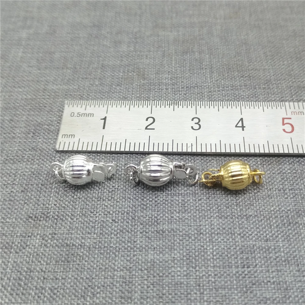 2pcs of 925 Sterling Silver Corrugated Ball Clasps Gold Plated for Bracelet Necklace 6mm 8mm