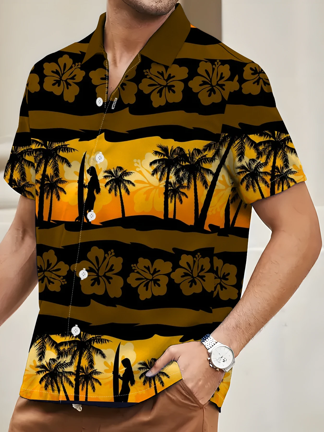 

Hawaiian Shirt Men's Shirts Tops 3d Printed Coconut Tree Graphic Button Down Shirts Short Sleeve Beach Vacation Men's Clothing