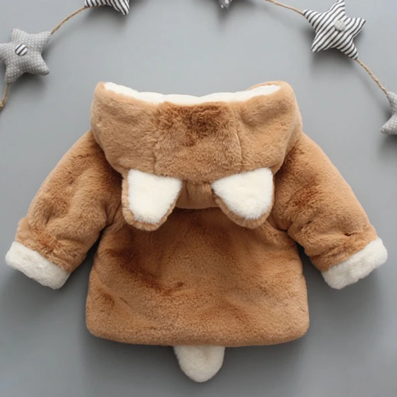 Winter Newborn Baby Clothes Cute Cat Ears Plush Infant Autumn Warm Hooded Children Outerwear Kids Thick Warm Coat Jacket 3M-4Y