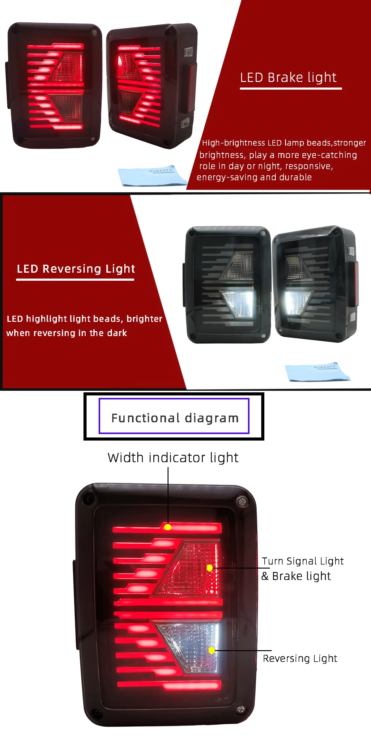 car bupmer taillight for Jeep Wrangler rear light brake LED 2018~2022y car accessories taillamp for Jeep Wrangler rear light