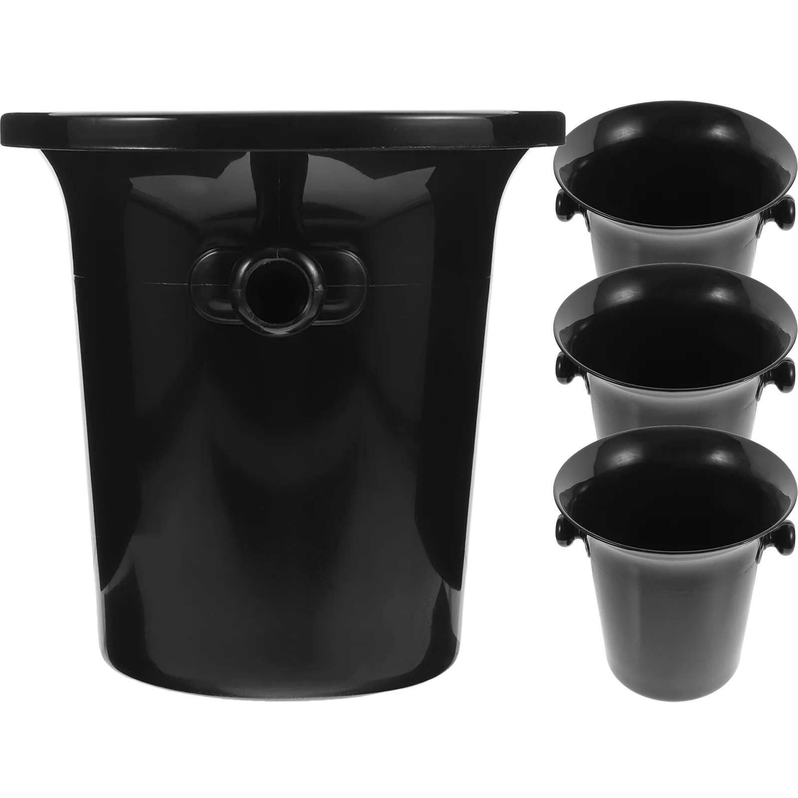 

4 Pcs Fruit Juice Spit Barrel Western Spittoons Cocktail 2100X2000X2000CM Tasting Plastic Buckets Black Dump