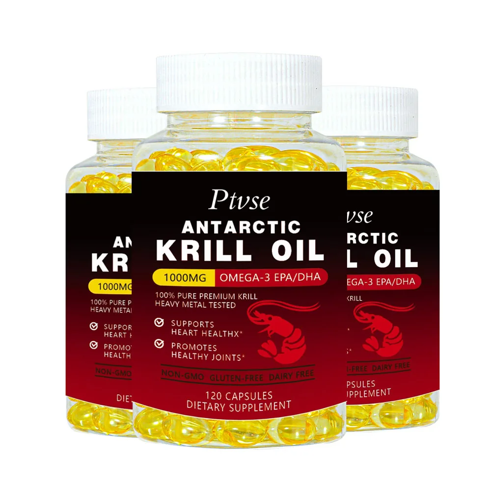 Antarctic Krill Oil 1000 mg with Omega-3s EPA, DHA, Astaxanthin and Phospholipids 120 Capsules