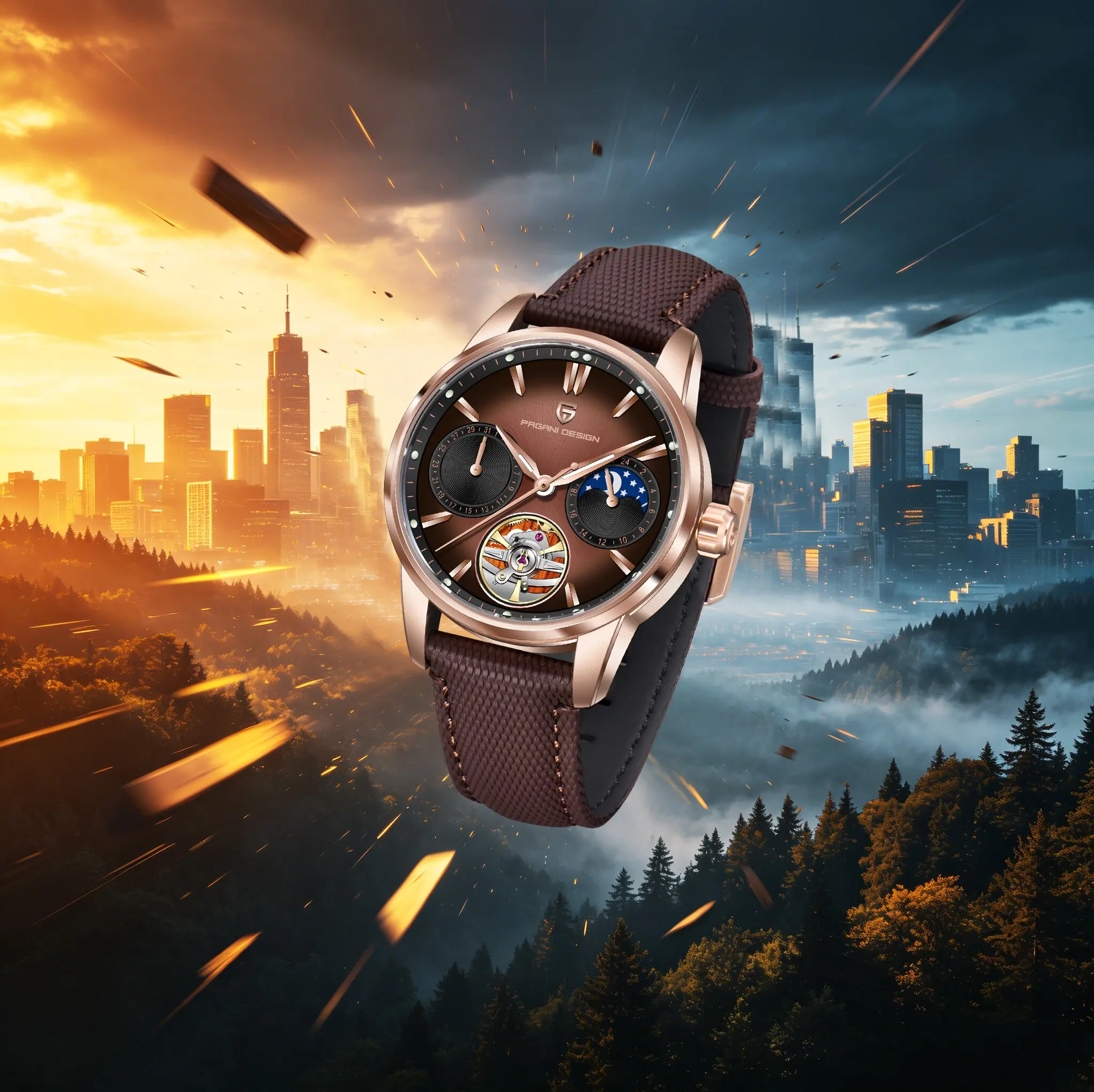 Relógios Mecânicos Masculinos  - Moonphase Complication Watch avaliação e preço