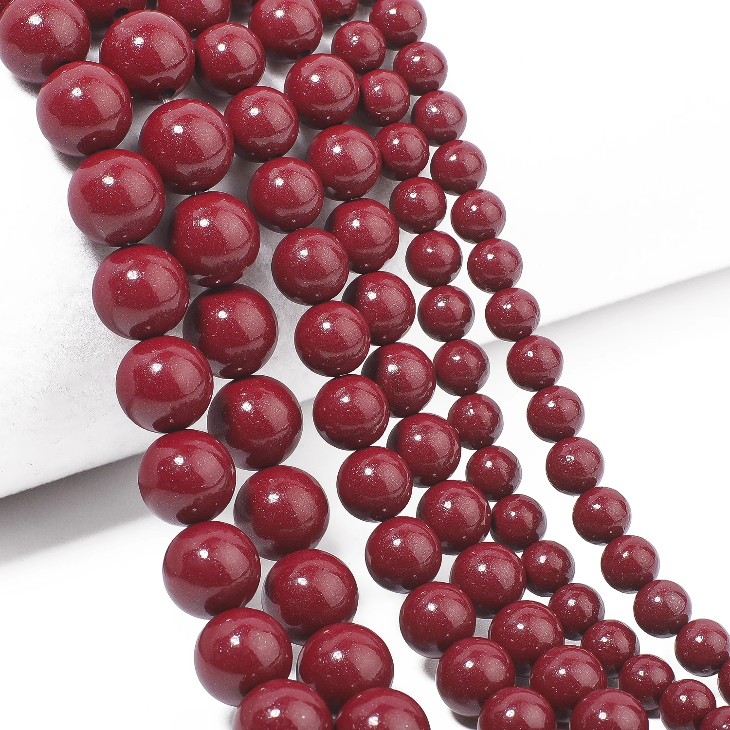 6/8/10mm A+ Naturstein Dunkelrote Zinnober-Perlen Runde Glatte Abstandsperlen für Schmuckherstellung DIY Armbänder Zubehör