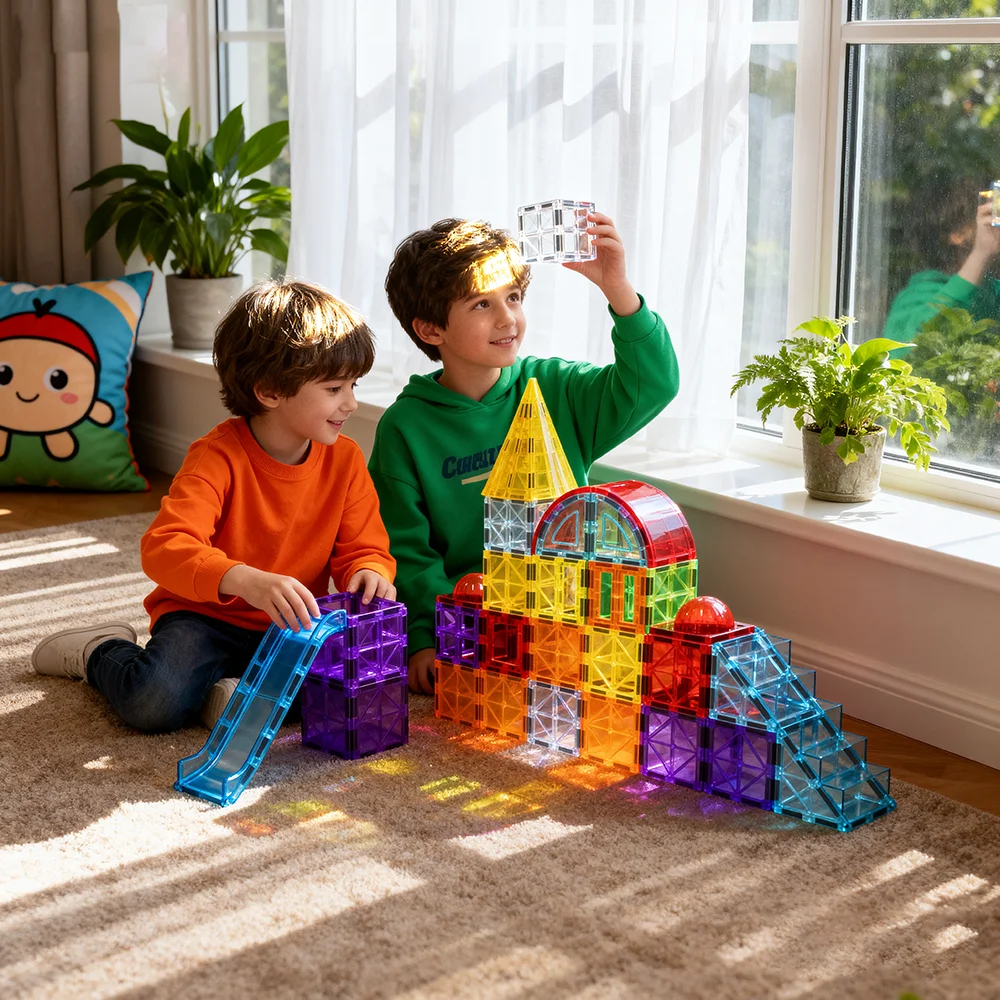 GIROMAG 40PCS Special Shape Magnetic Blocks STEM Construction Toys for Kids 3-12 Unique Design Creative Learning Gift