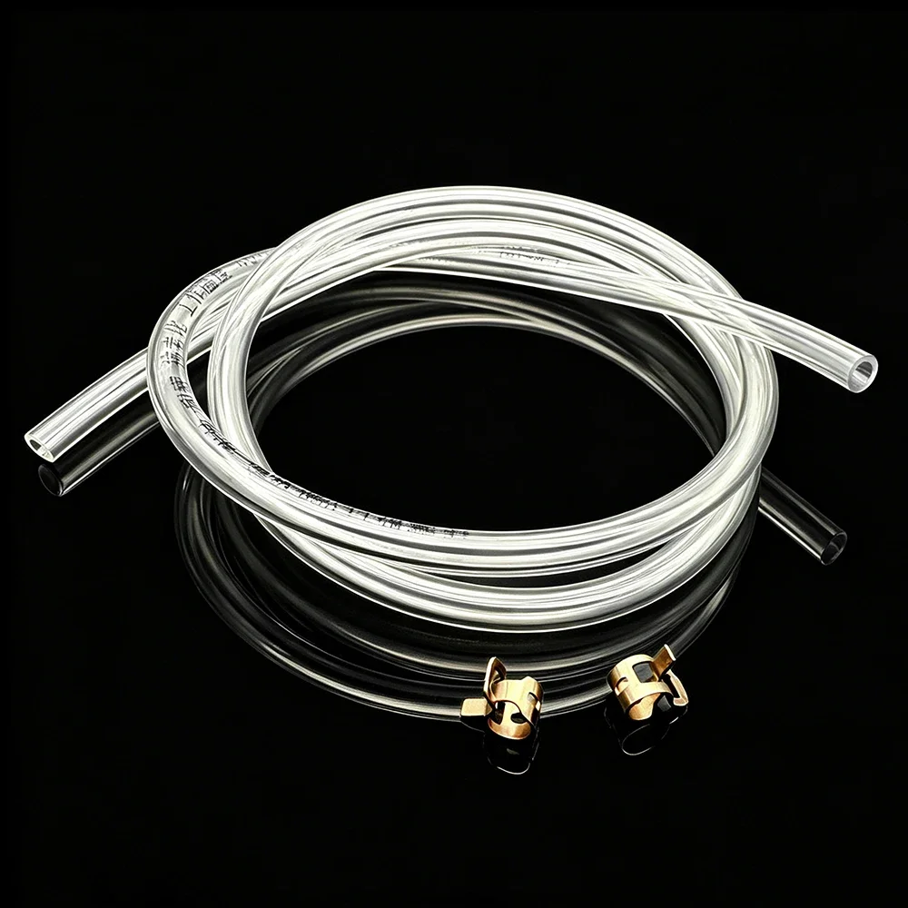 ID 4mm~16mm Clear TPU Fuel Tube & Galvanized Clamps Diesel Oil Corrosion Resistant Engine Fuel Line for Engine Oil Transfer
