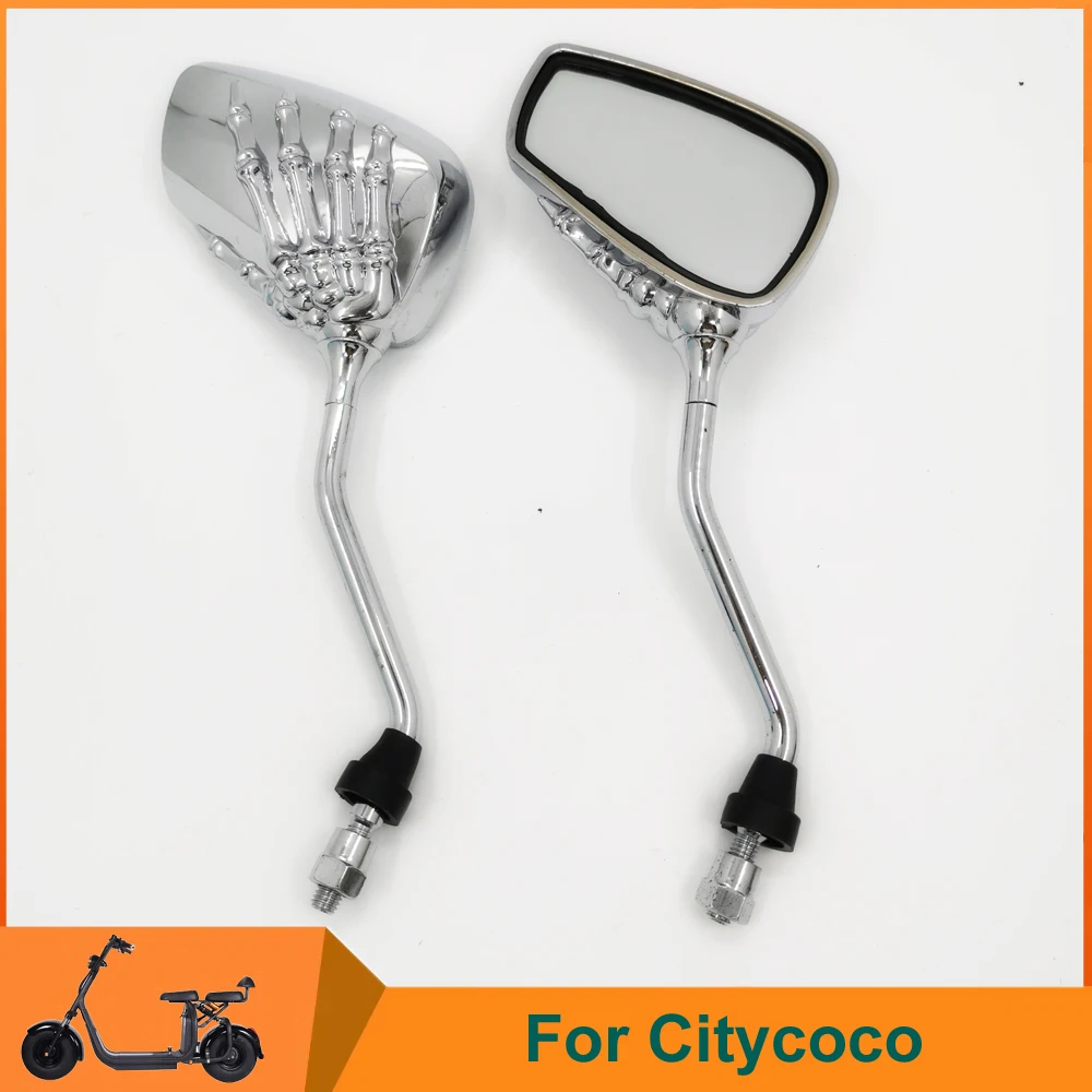 Citycoco Reflector Rear View Mirror Ghost Skeleton Hand Mirror Chromium Plating Reverse Mirror For Electric Scooter Mirror