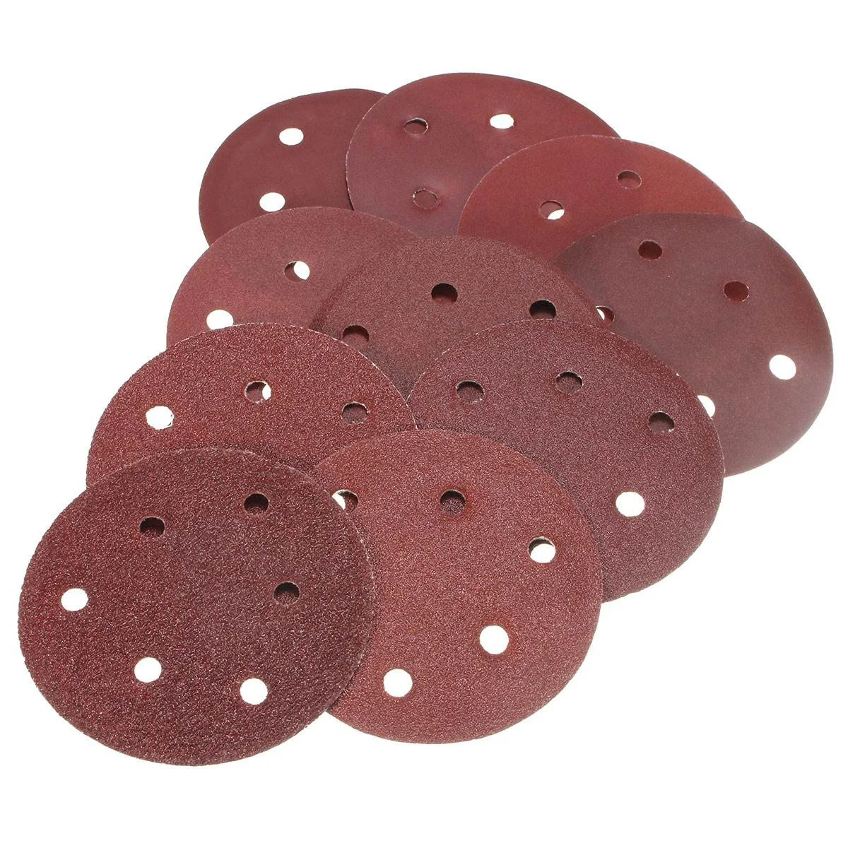 

50pcs S paper Circular Pads 6 Holes 100 Grit Hook Loop S Discs Polisher Cleaning Finishing Deburring Applications