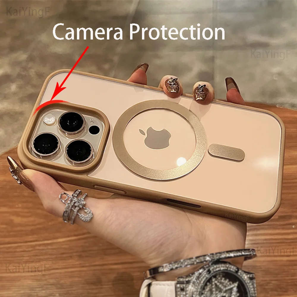 Luxury Magnetic Clear Case For iPhone 16 15 14 13 12 11 Pro Max Mini Plus Wireless Charge For Magsafe Soft Bumper Cases Cover