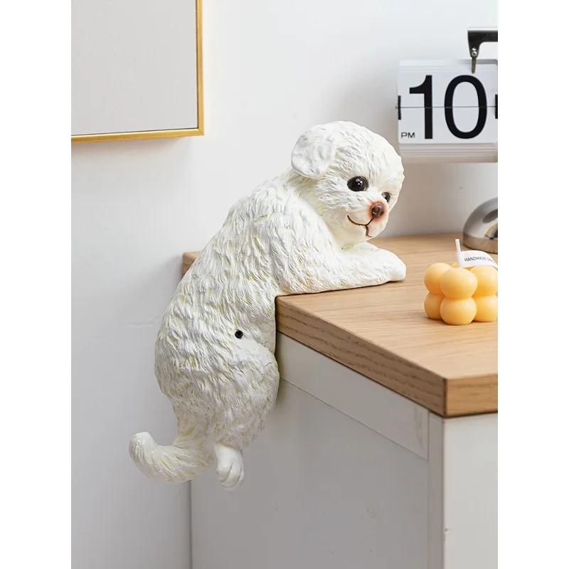 Wisdom gathering induction sound ornaments, Bichon dog children's room, living room, bookcase, table top, decoration, entrance