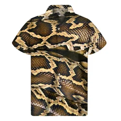 Fashion Snake 3D Print Hawaiian Shirts Men Summer Animal Pattern Lapel Button Shirt Personality Loose Short Sleeves Tops Blouse