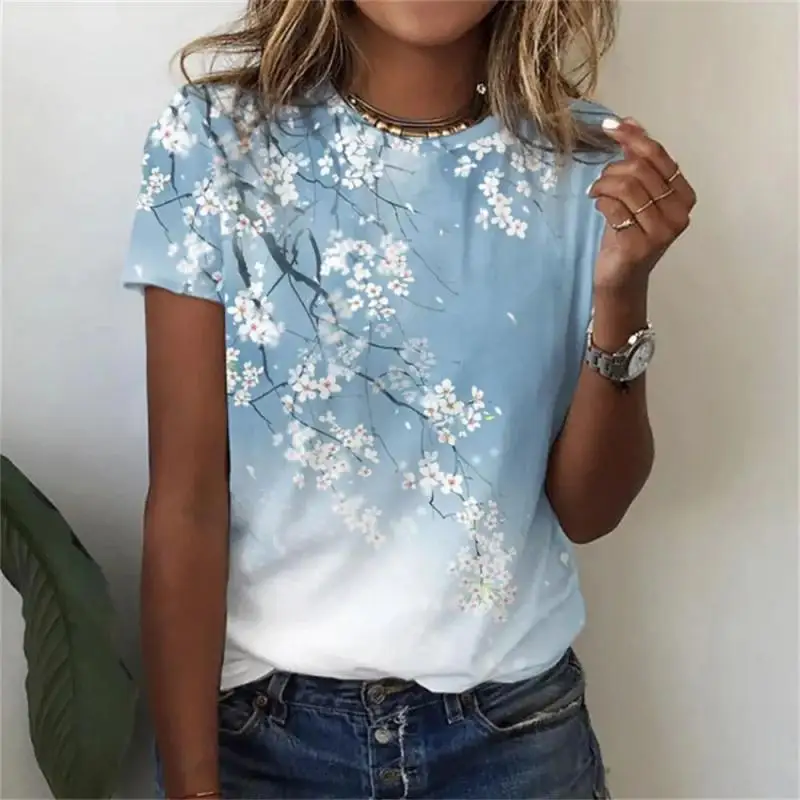 

Summer Floral Flower Pattern 3D Print T-Shirts Women's O-Neck Short Sleeve Casual T Shirt Harajuku Tees Y2k Tops Female Clothing
