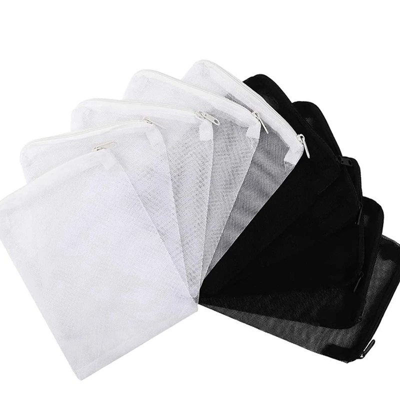 160 Pieces Aquarium Filter Bags Media Mesh Filter Bags With Zipper For Charcoal Pelletized Remove, White And Black