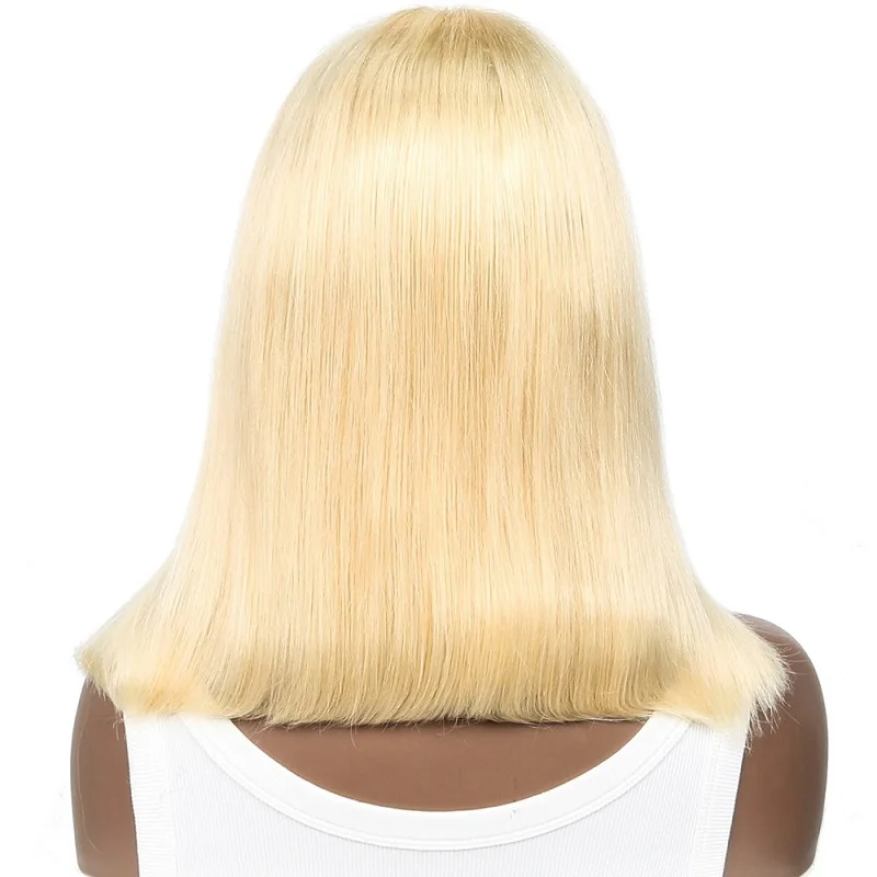 ブロンド13x4 HDレースフロントウィッグ ボブウィッグ 人毛 613 レースフロントウィッグ 人毛 200%密度 生え際ベビーヘア付き