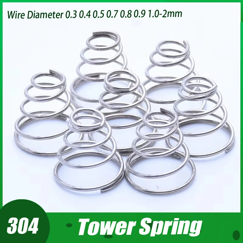 

Wire Diameter 0.3 0.4 0.5 0.7 0.8 0.9 1.0-2mm 304 Stainless Steel Tower Springs Conical Cone Compression Spring Pressure Spring