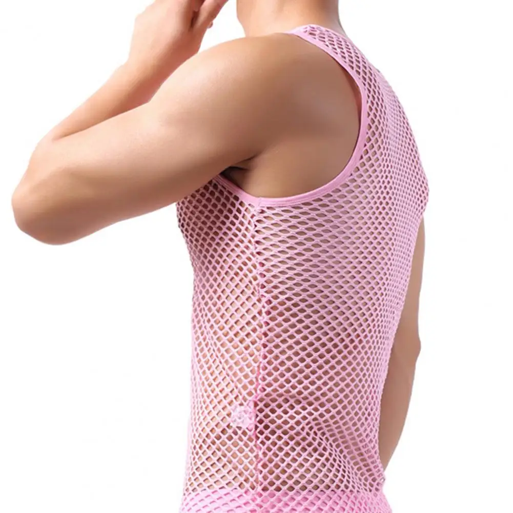 Men Vest Undershirt clothing Nylon Mesh Shirt See Through Sheer Long Sleeves T Shirts Sexy Transparent Shirt Underwear