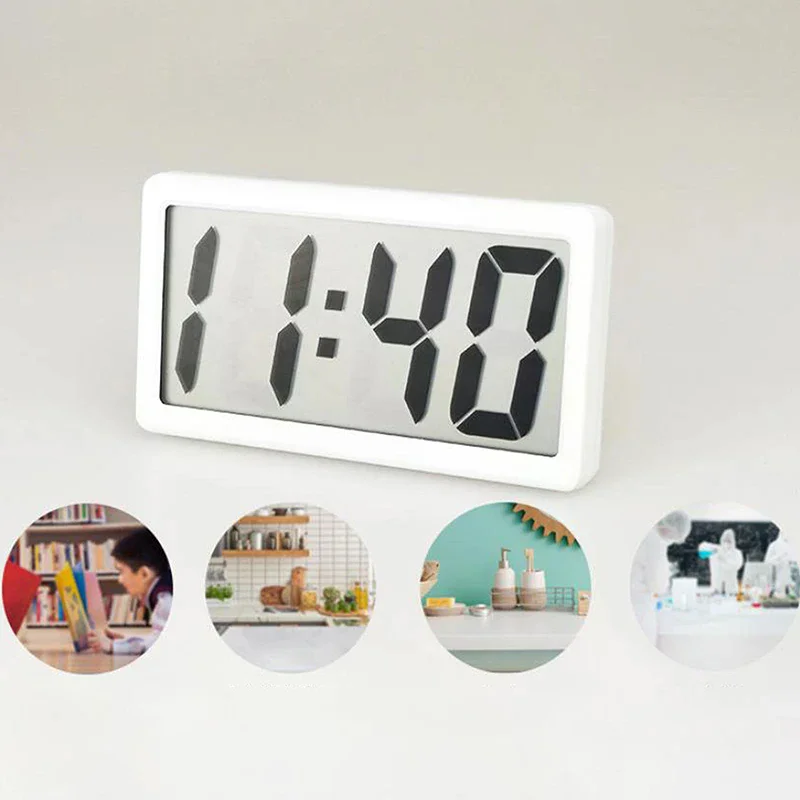 Mini Battery Powered Digital Desk Clock Time Date 12-hour Display Table Clock Wall-mounted LCD Clock With AG10 Battery
