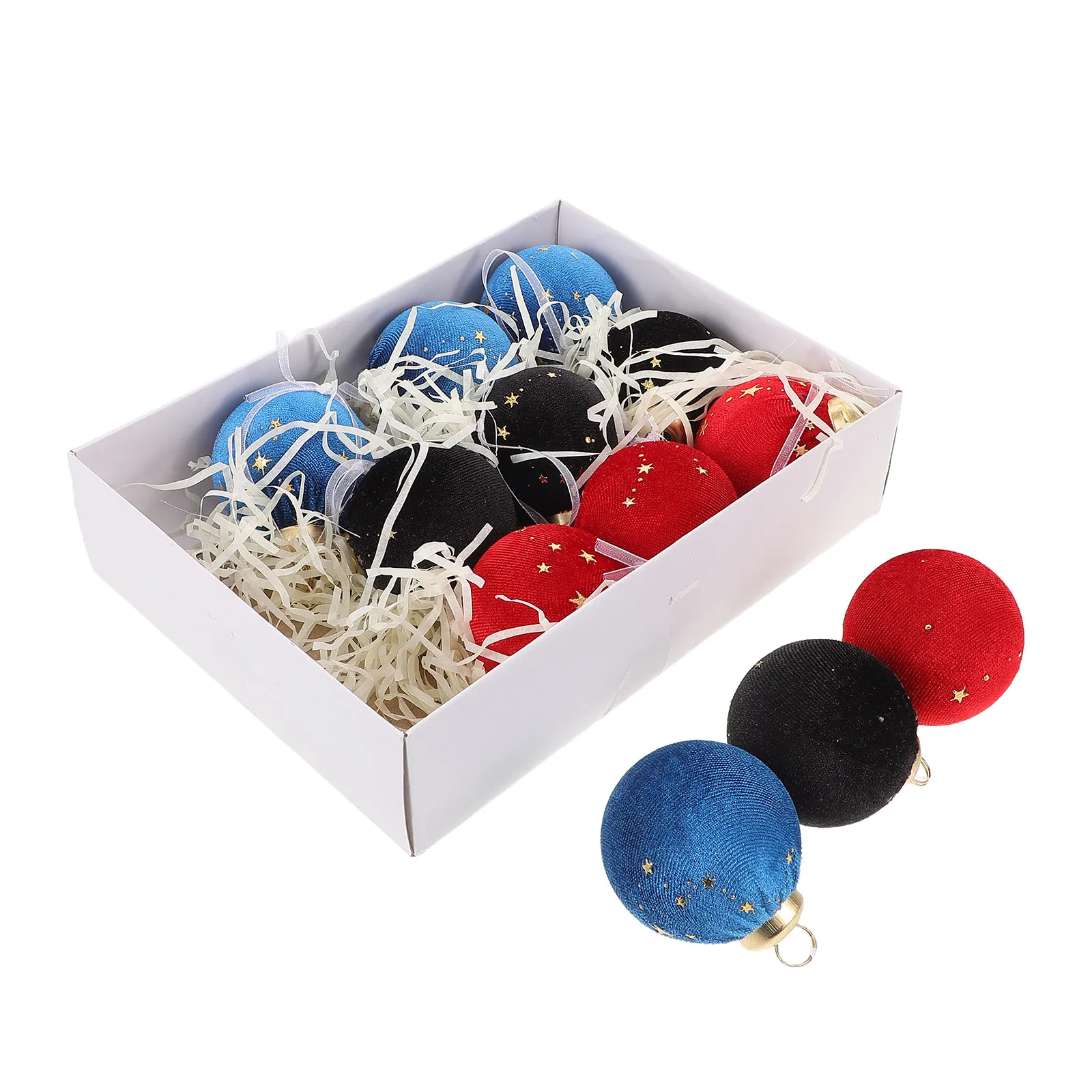 12Pcs 8Cm Flocked Christmas Ornaments Diamondstudded Gold Thread Soft-Touch Holiday Tree Baubles Vibrant Long-Lasting Xmas
