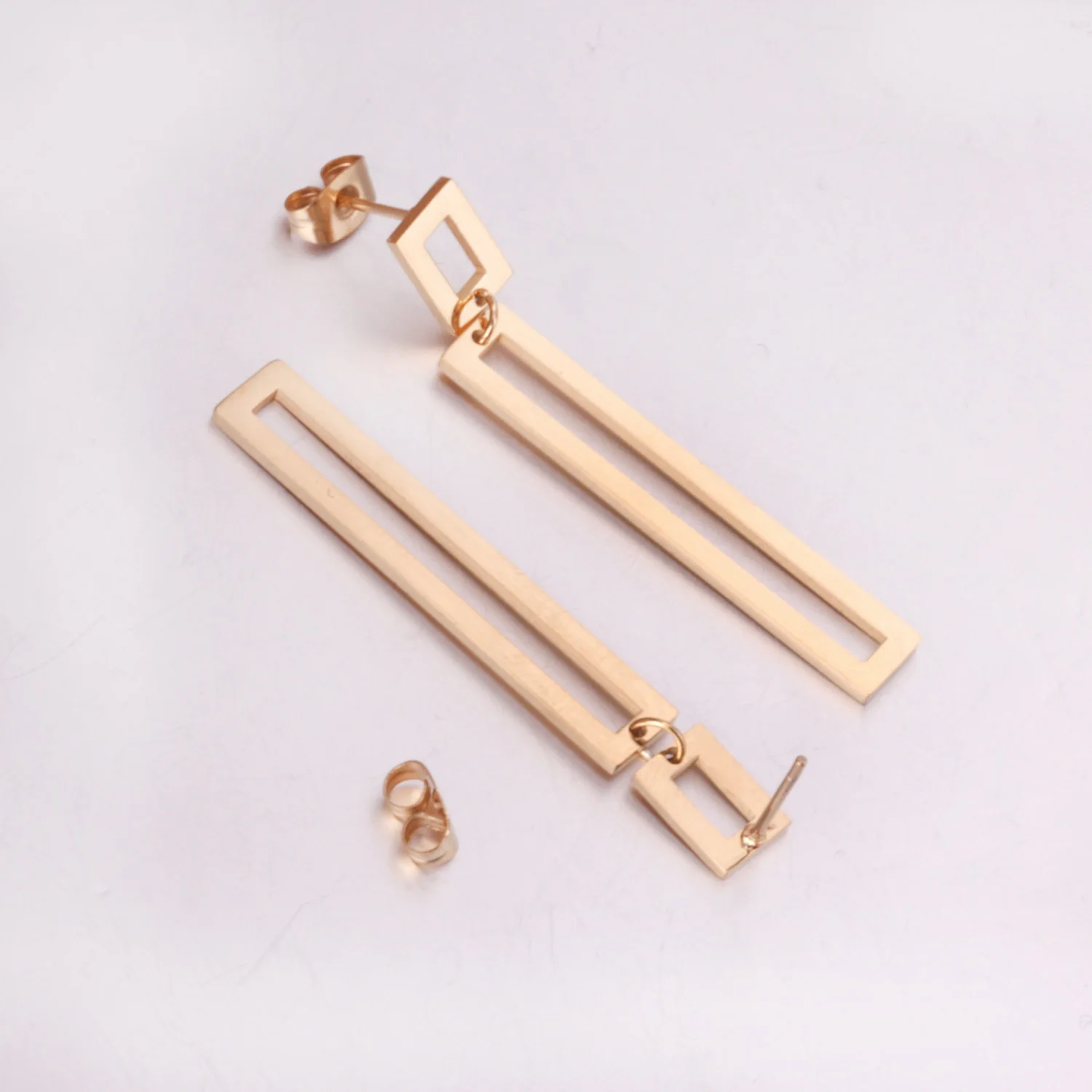 LUXUSTEEL Fashion Stainless Steel Earrings Geometric Rectangle Exaggerated Long Drop Earrings For Women Girl 2023 New Korean