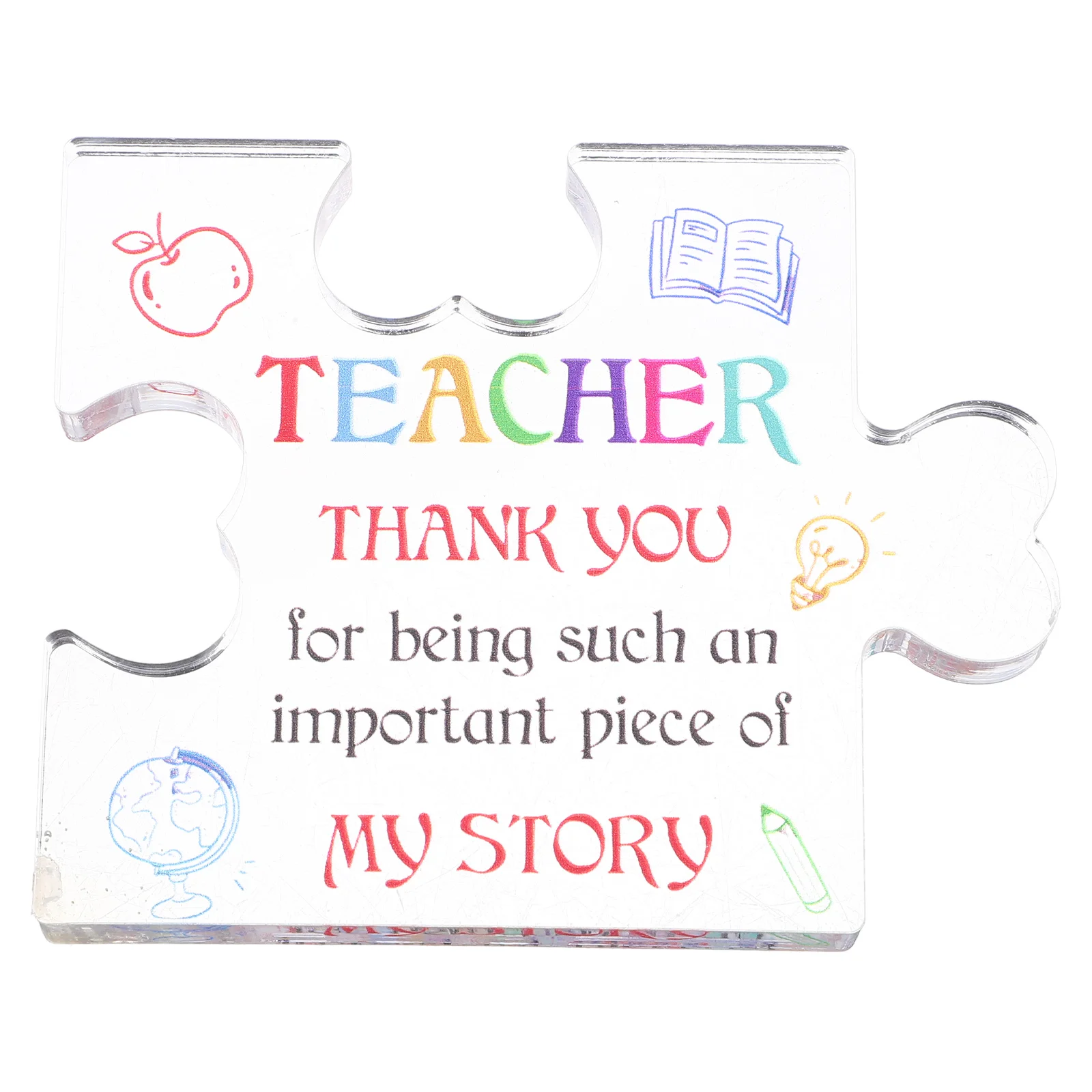 Puzzle Plaque Ornaments Office Table Sign for Teacher Slogan Teacher's Day Centerpiece Thanks Acrylic Decor