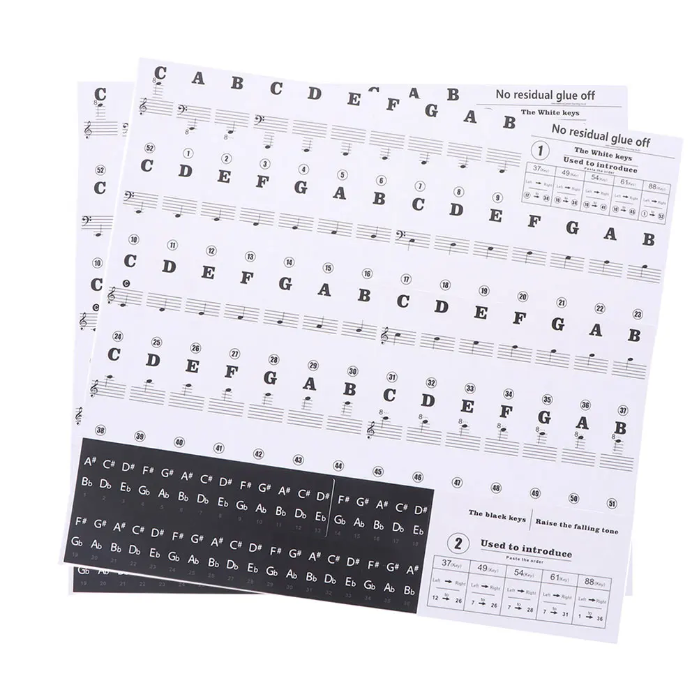 

Piano Keyboard Stickers Transparent Electronic Organ Labels for Beginners Reusable Learning Accessories Musical Instruments