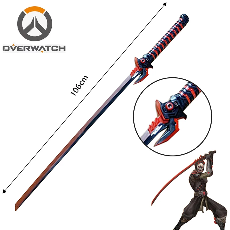 

Overwatch 106cm Cosplay Game Genji Evil Spirit Sheath Knife Shimada Genji Katana Role Play Game PU Weapon Model Toy Prop Sword