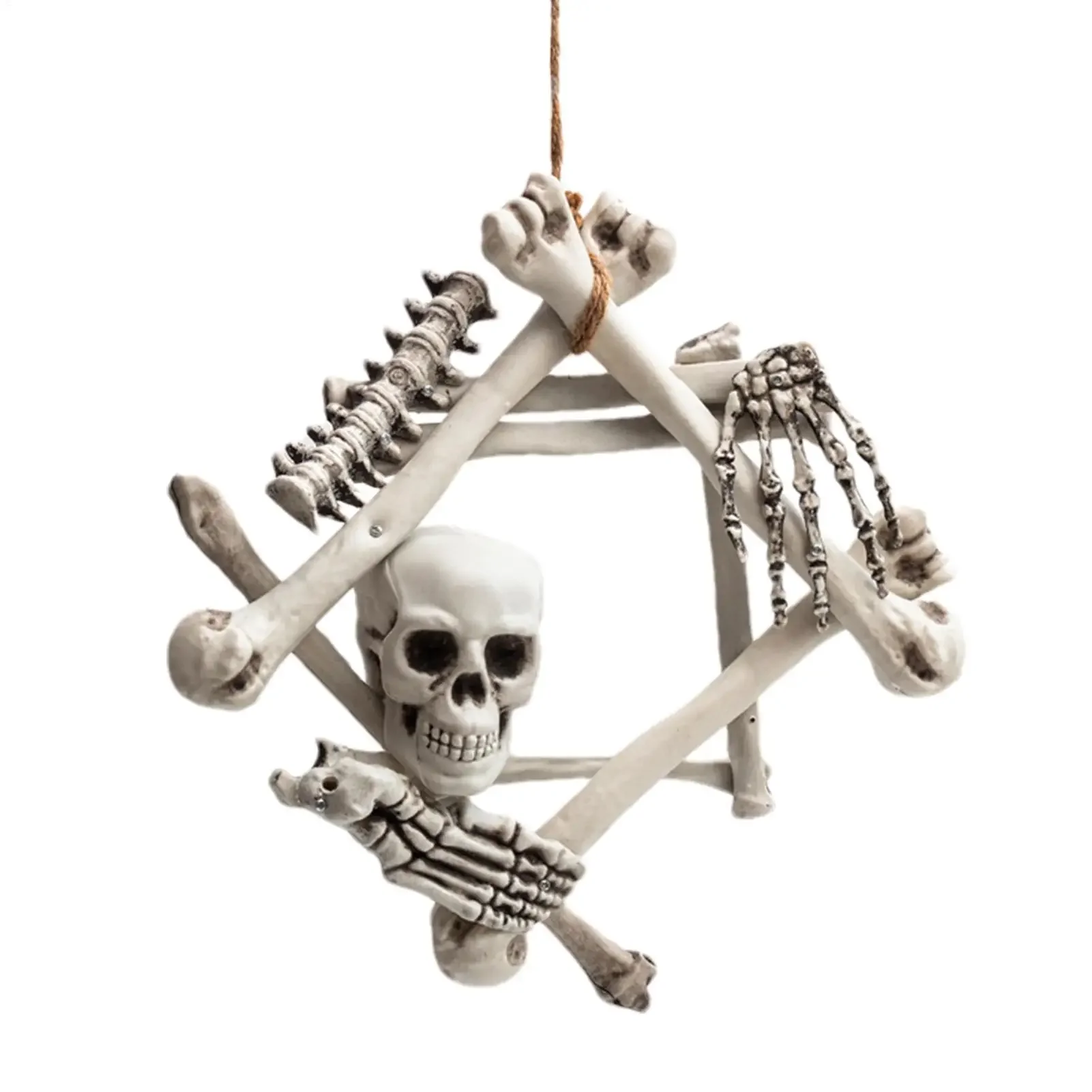 Skeleton Wreath Halloween Skeleton Front Door Ornament Gothic Skull Wreath For Indoor Outdoor Party Haunted House Entryway Porch
